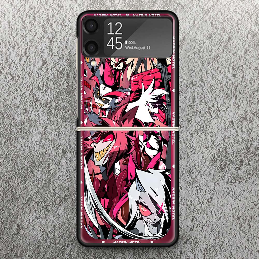 Чехол с принтом аниме H-Hazbin H-Hotel для телефона Samsung Galaxy Z Flip 3 4 5 6 7 5G, чехол-раскладушка, чехол с рисунком Flip7 Flip6 Flip5 Flip4 Flip3