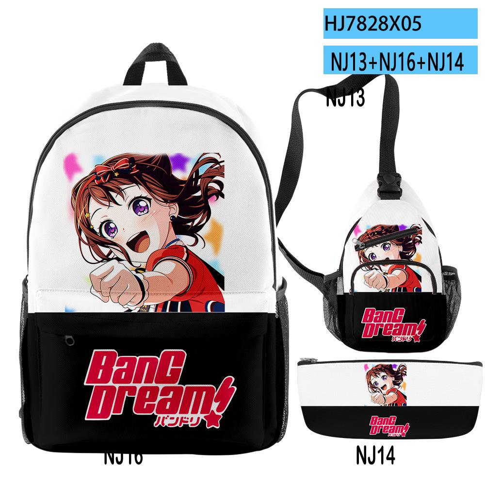 Классический Новый Крутой BanG Dream Музыкальная Игра 3D Печать 3 шт./Набор Ученические Школьные Сумки Дорожный Рюкзак для Ноутбука Сумка на Грудь Пенал