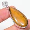 Natural Tiger Eye Gemstone Handmade 925 Sterling Silver Pendant 1.85" N8S92