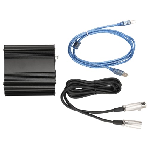 Buerjia 1-Channel 48V Phantom Power Supply with XLR 3-Pin Microphone Cable for Music Recording Equipment