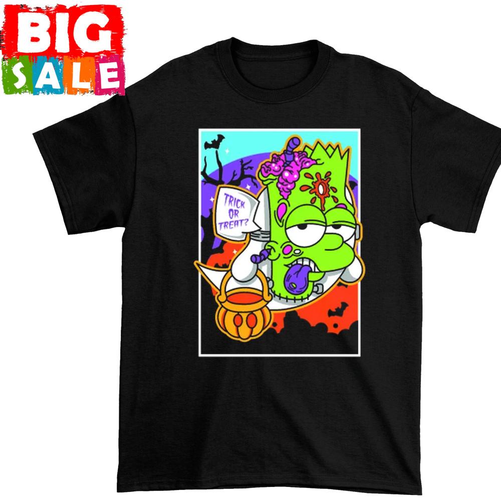 Хэллоуин Барт Симпсон унисекс S-234XL Подарок семье Черная футболка D1182 Унисекс футболка