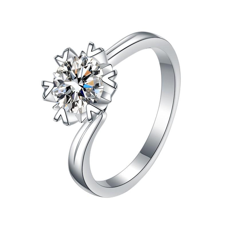 Женское кольцо с муассанитом цвета D, кольцо из стерлингового серебра S925, инкрустированное бриллиантом 1/2 карата, обручальное кольцо с шестью когтями, обручальное кольцо, подарок для подруги
