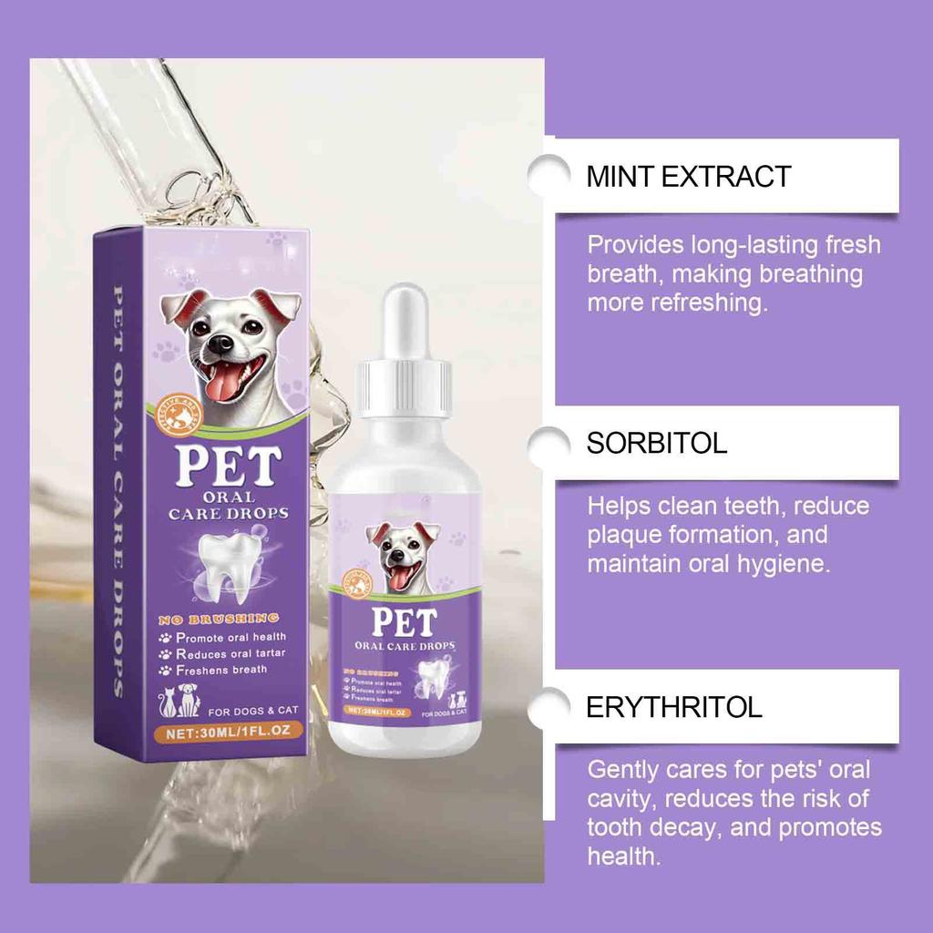 Капли для освежения дыхания домашних животных Мягко очищают зубы домашних животных, устраняют неприятный запах изо рта и освежают дыхание 30 мл