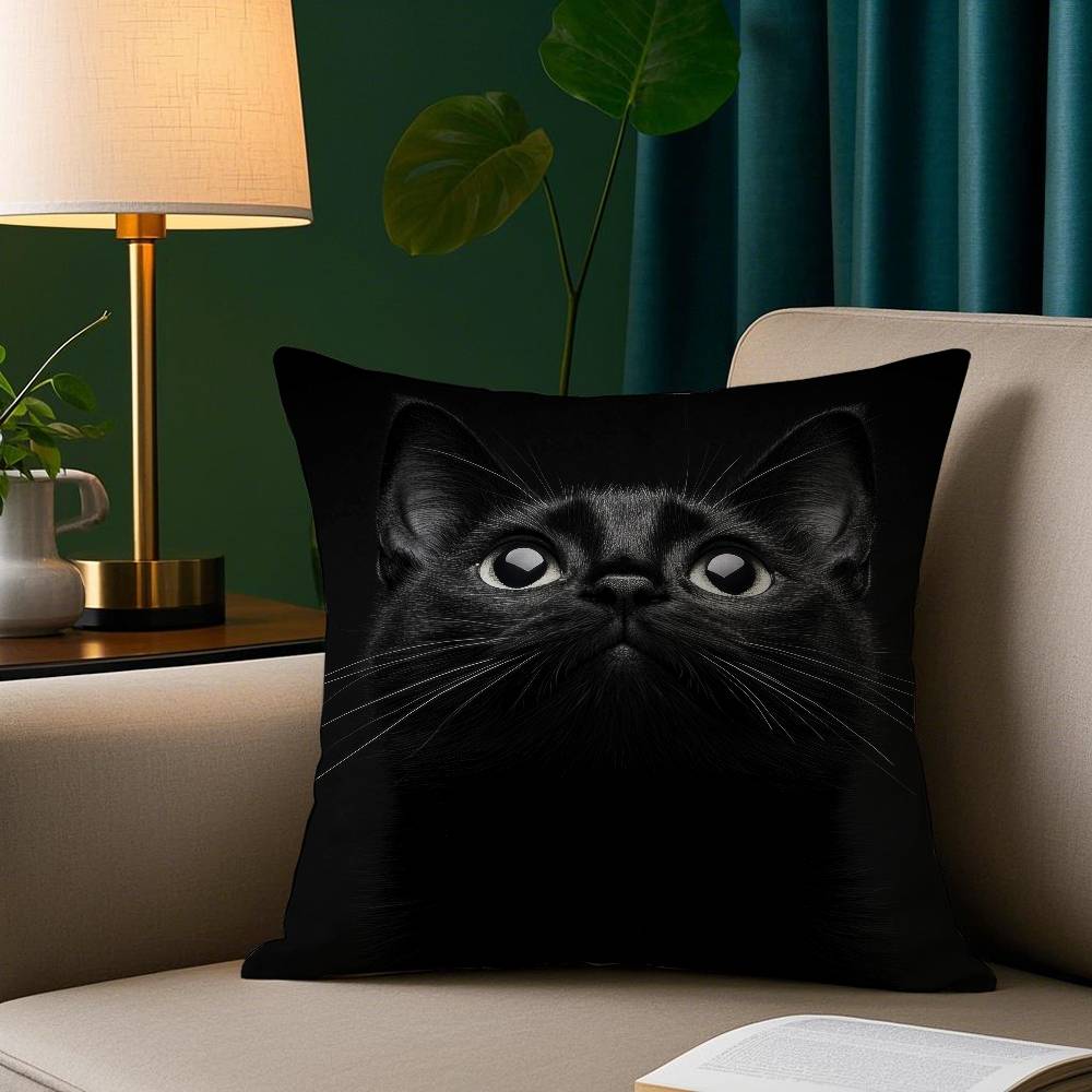 Черный кот милая наволочка плюшевая ткань мягкая наволочка двусторонняя печать чехол для подушки дивана накидка