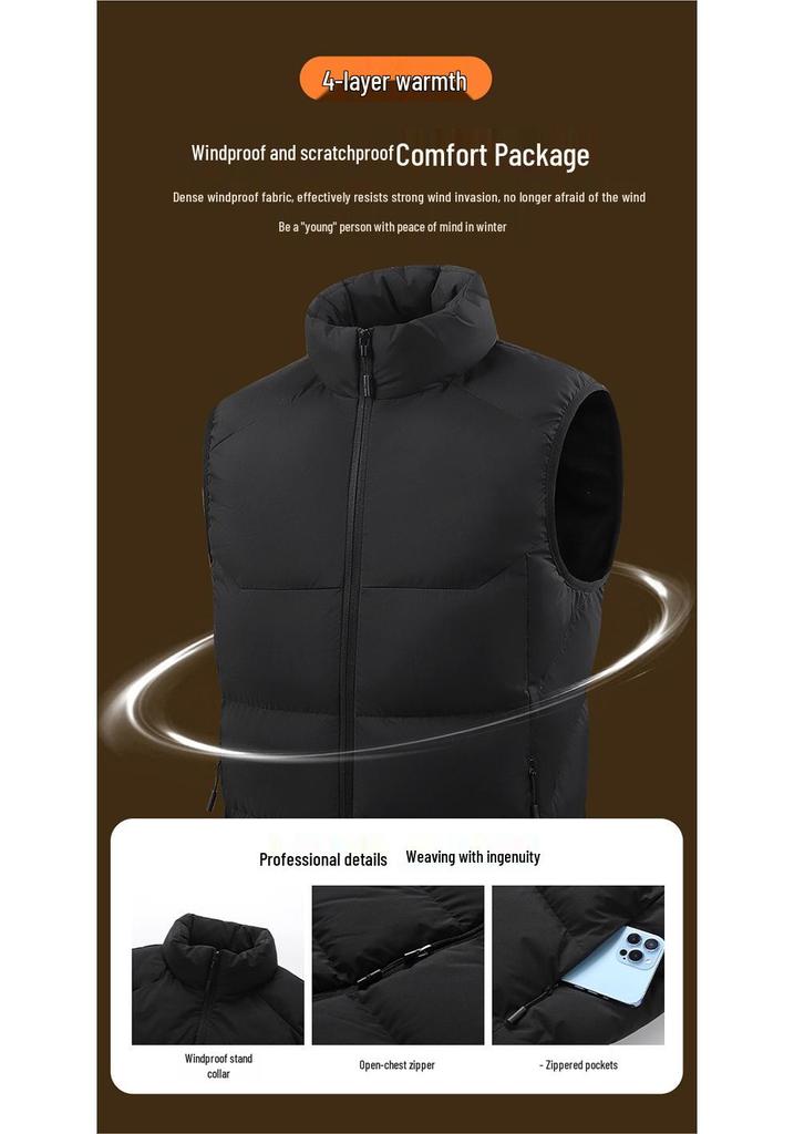 Unisex Fleece-Lined Stand-Collar Sports Vest for Autumn/Winter