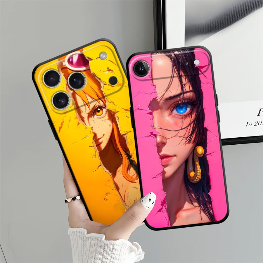 Чехол One Piece Нико Робин Нами для iPhone XR XS Max 13 12 11 17 Pro Max 15 16 14 Plus 7 8 17Air Черный Мягкий Чехол для Телефона