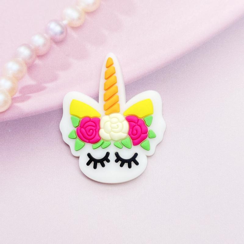 12 шт. Милые мини-головки единорогов, ПВХ, гибкий клей, плоская задняя сторона, украшение для скрапбукинга, декор для телефона, E98