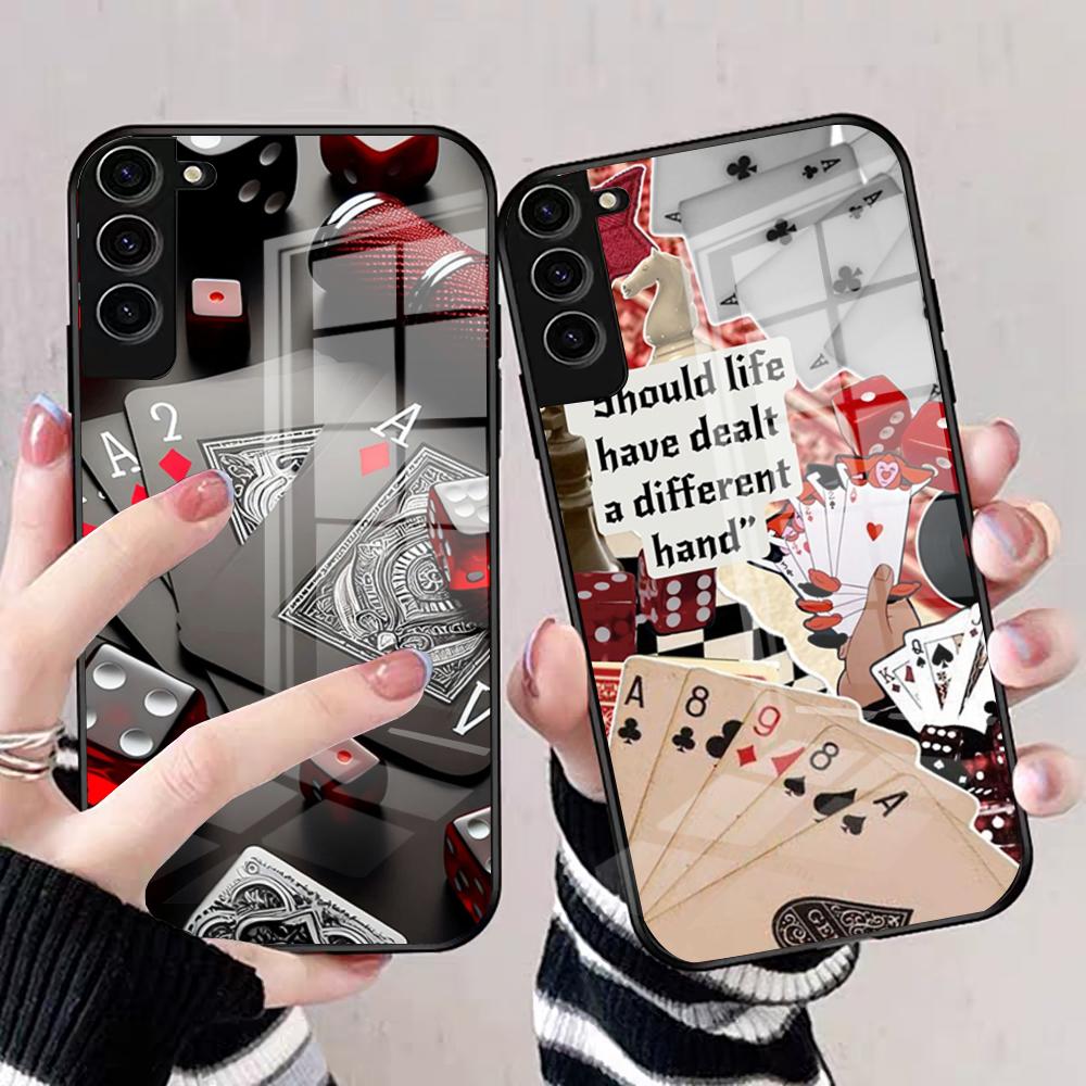 Кости Ставки Покер Чехол для Телефона Для Samsung S25 Edge Ultra S23 S22 S21 S20 Ultra Plus S24 Fe A54 A53 A25 Стеклянная Крышка