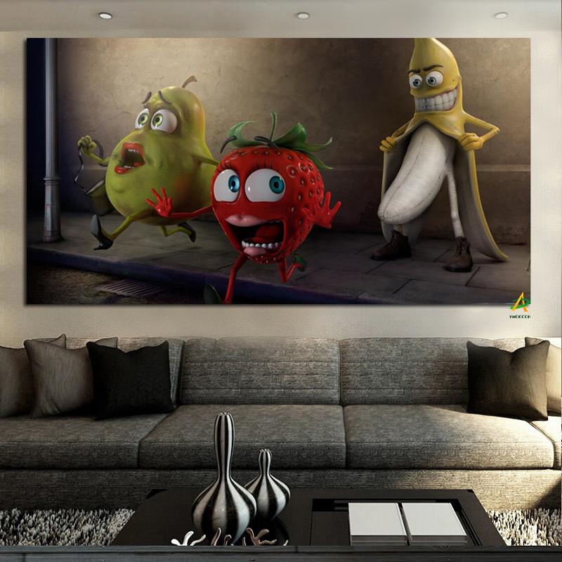 Творческий милый банан фрукты забавная картина на холсте цифровая печать детская комната гостиная домашний декор