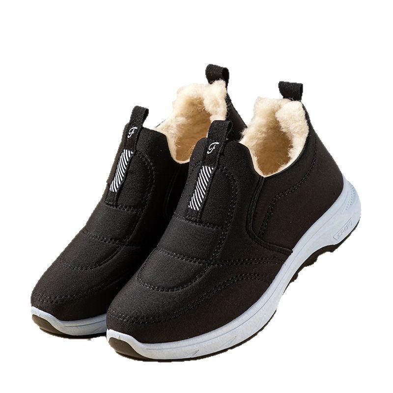 Мужская и женская обувь из хлопка, зимние новые бархатные теплые хлопковые ботинки с одной педалью для среднего и пожилого возраста, утолщенные зимние ботинки для женщин