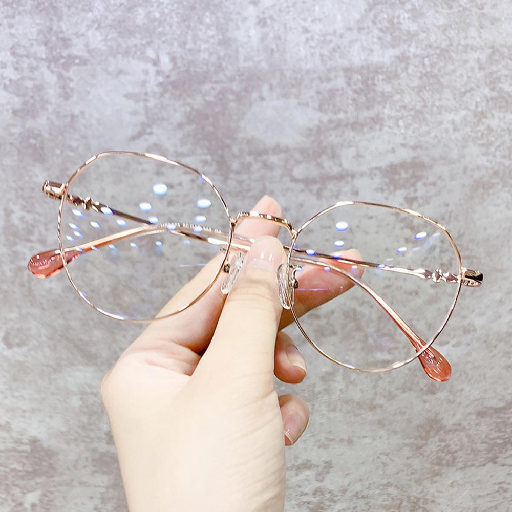 Metal Frame Glasses Anti Blue Light Polygon Round Glasses Unisex Blue Ray Blocking Optical Eyeglasses Car Transparent Eyewear