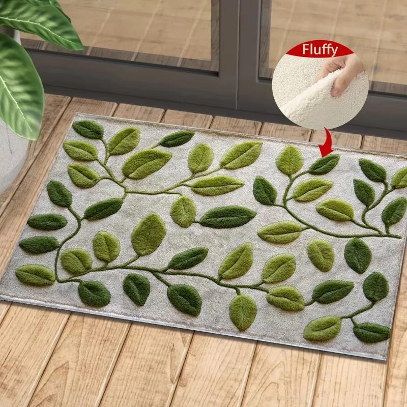Vintage Autumn Leaf Fluffy Soft Doormat Non Slip Absorbent Indoor Entry Floor Mat