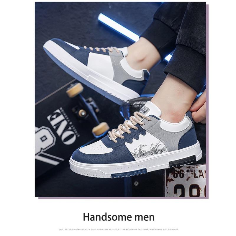 Mens Breathable White Thick Sole Fashion Versatile Casual Sports Skate Shoes