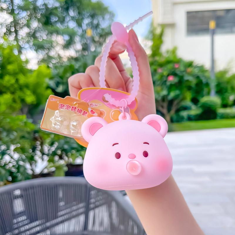 Bear Jinnew Cream Plush Key Tag Pvc Cartoon Keychain For Backpack Or Gift Idea