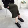 Женская однотонная юбка осень-зима с высокой талией и бедрами, короткая юбка до середины бедра