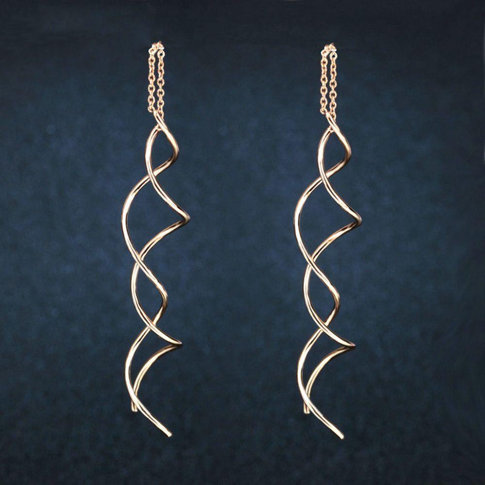 Women Drop/Dangle Fashion Accessories Twisted Long Line Ear Line Ear Studs Jewelry Drop Earrings