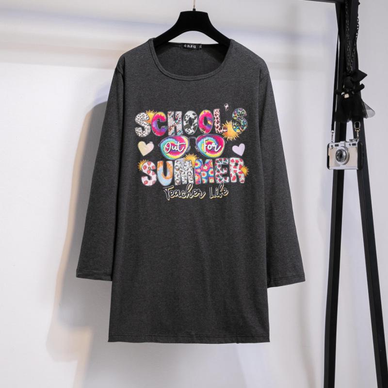 Women's Korean Style Plus Size Solid Color Long Sleeve T-Shirt - Fashionable Hot Stamping, Casual and Versatile for Autumn 2025