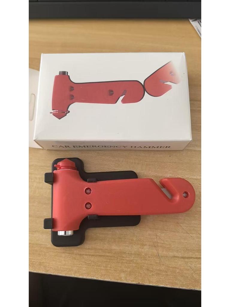 Portable Car Safety Hammer & Rope Cutter: 2-in-1 Emergency Tool for Window Breaking and Escape.