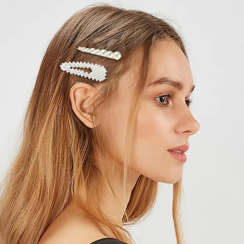 Имитация жемчуга Заколки Геометрические женские заколки для волос Свадебные аксессуары Ювелирные изделия для девочек Модные шпильки для волос Тиара
