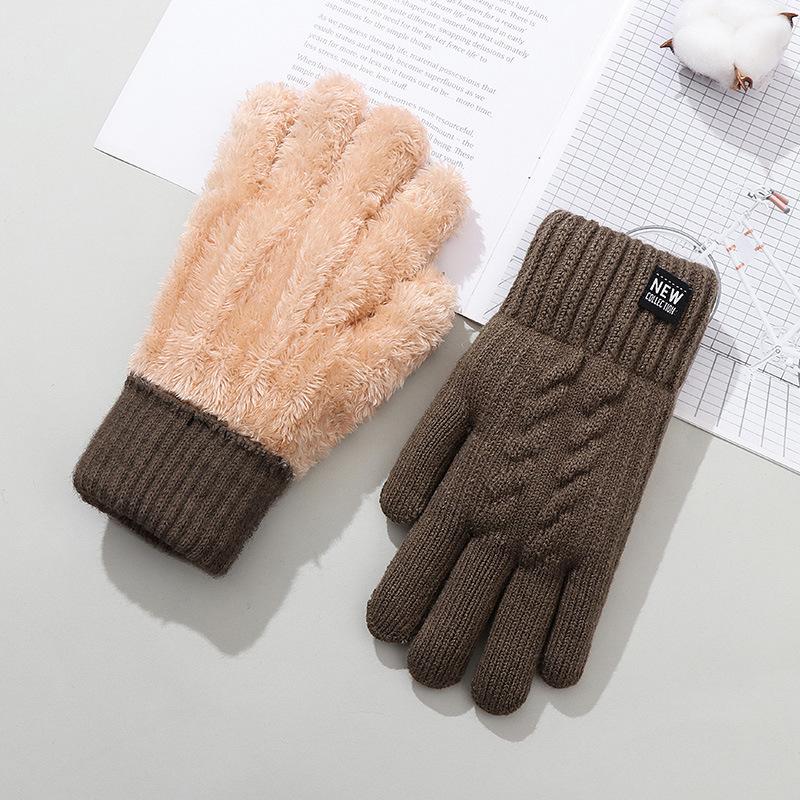 Gloves Men'S Warm Winter Fingers Couple Student Writing Dew Fingers Autumn Knitting Wool Flip