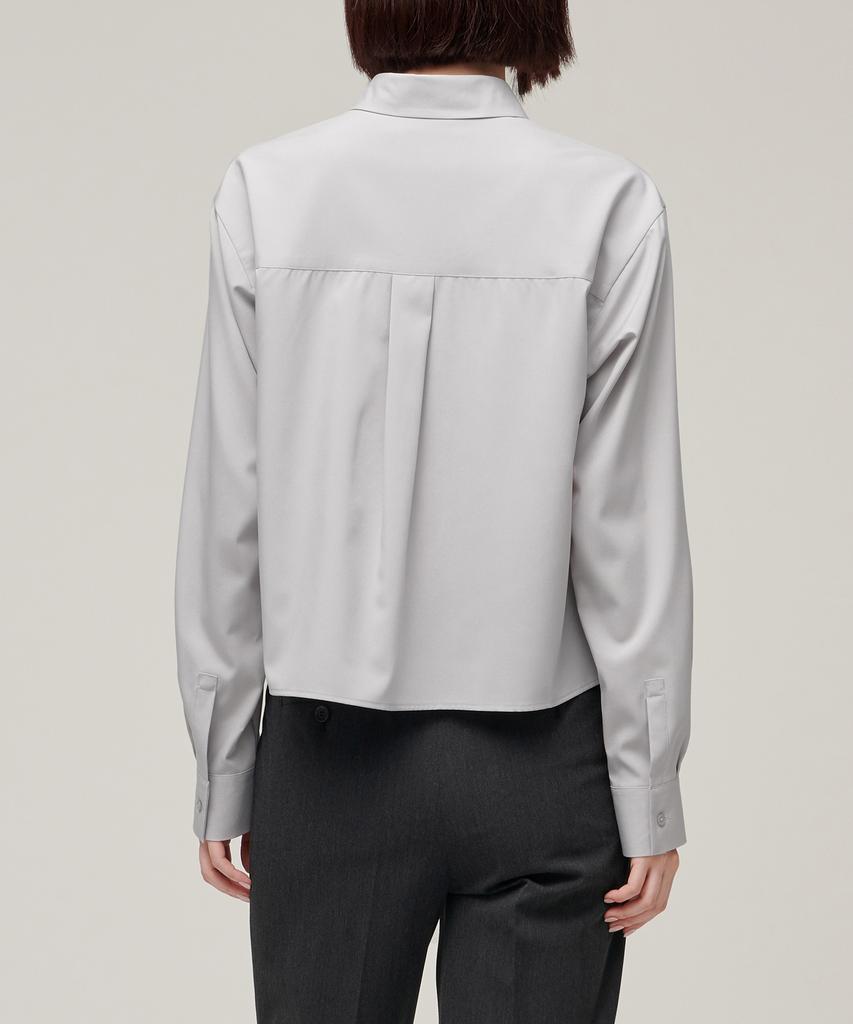 MUSINSA STANDARD WOMAN Women'S Relaxed Crop Silky Shirt [Light Grey]