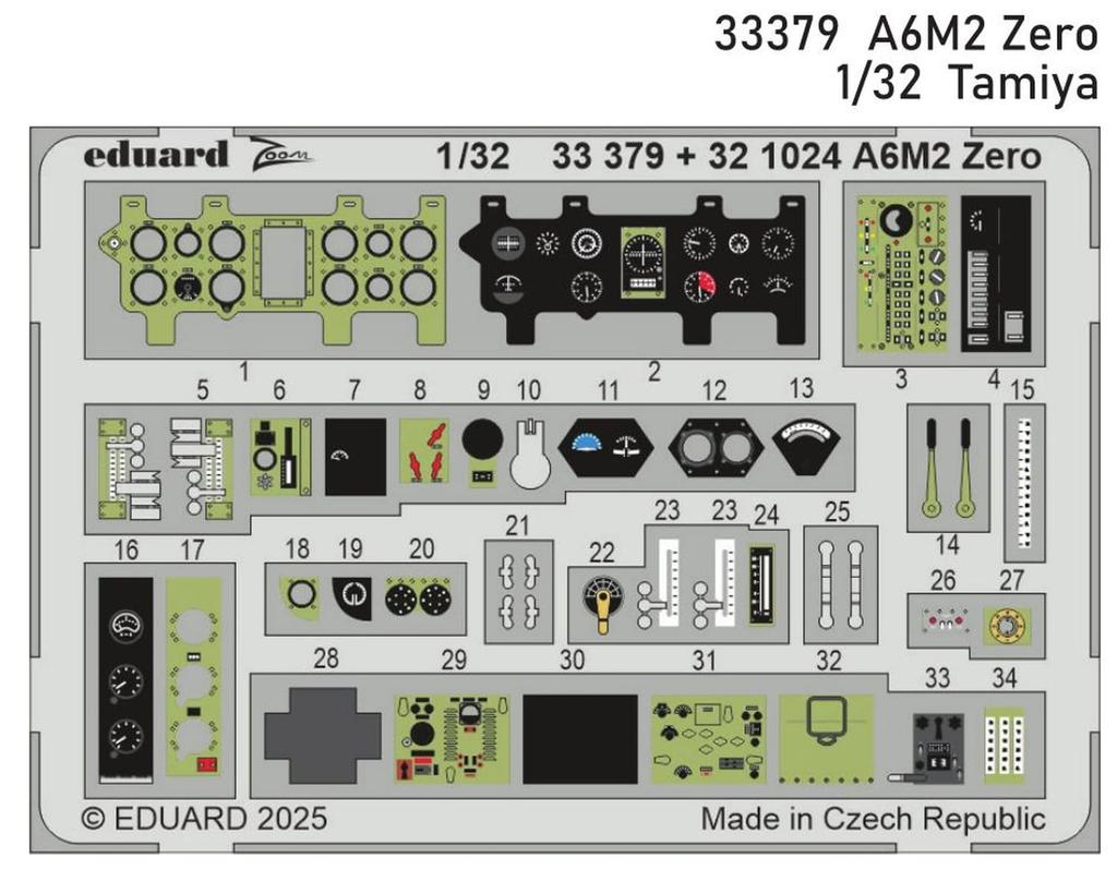 Eduard 1/32 Zoom Series Mitsubishi Zero Fighter Type 21 Etched Parts (for Tamiya) Plastic Model Kits EDU33379 (Airplane)