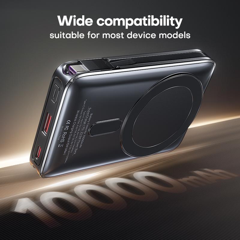 TUODES Магнитный повербанк 22,5 Вт 10000 мАч Беспроводная быстрая зарядка 15 Вт Складная подставка Внешний аккумулятор для iPhone 16 15 Для Magsafe