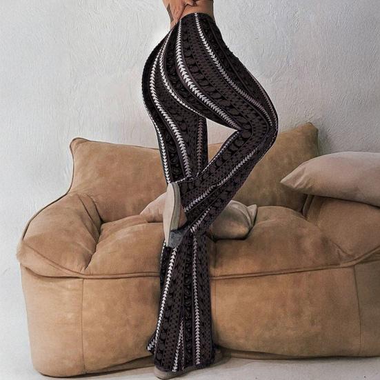 Женские брюки для йоги эластичные со средней посадкой повседневные с принтом расклешенные брюки с принтом, подчеркивающие силуэт ног, брюки для бега, ходьбы, длинные брюки