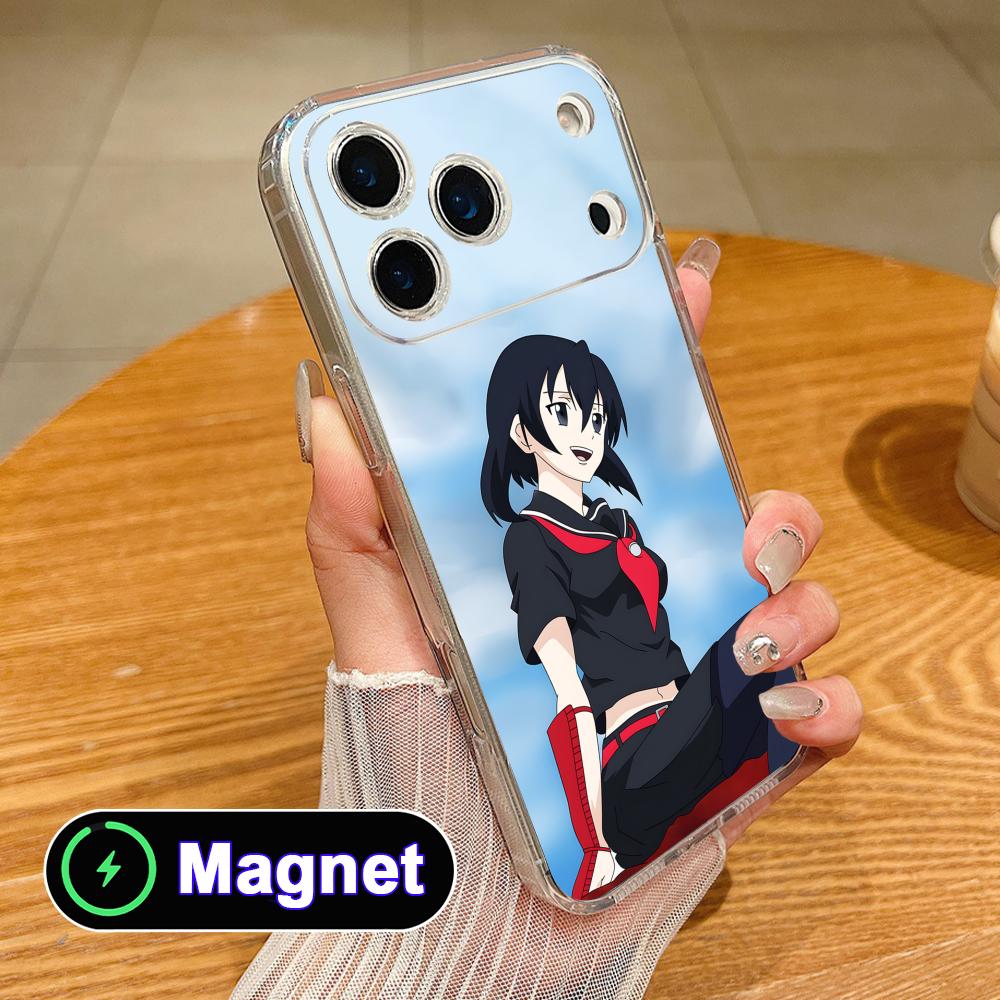 Akame Kurome Прозрачный ТПУ Magsafe Чехол для Мобильного Телефона для iPhone 17 16 15 14 13 12 11 Air Pro Max Plus Mini Цветной Чехол