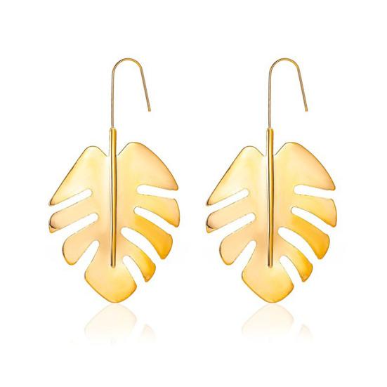 Женские полые большие листья подорожника, длинные висячие серьги-крючки из сплава, ювелирные изделия в подарок