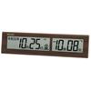 Clock Wall Clock Double Use Table Clock Radio Wave Digital Era Display Brown Wood Grain Pattern SQ441B