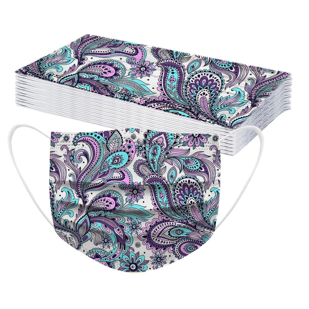 Маска для взрослых, 20 шт., одноразовая маска для лица с принтом пейсли, промышленная 3-слойная ушная петля