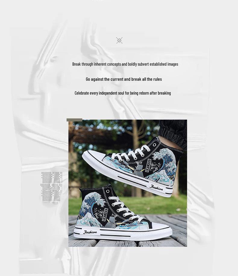 2026 Spring Men's High-Top Canvas Shoes - Trendy, Versatile, Fashionable Casual Footwear