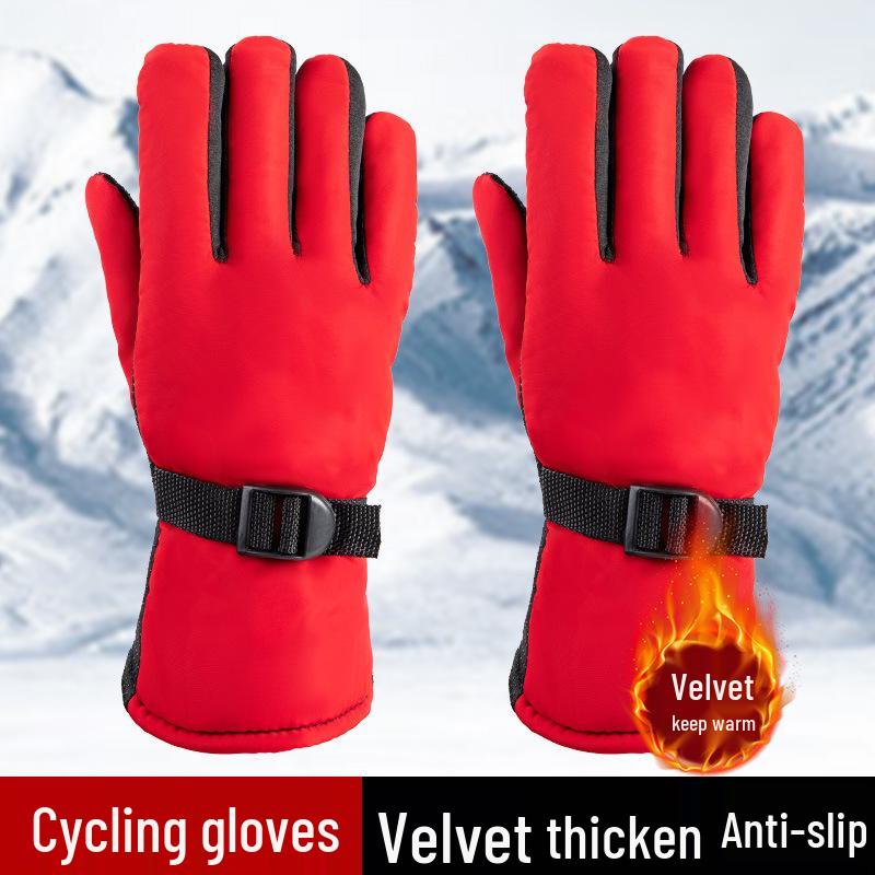 Зимние хлопковые ветрозащитные перчатки: Унисекс Теплые Велосипедные и Лыжные Перчатки с Толстой Флисовой Подкладкой