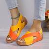 Fashion New Women's Contrast Color Wedge Sandals Summer Peep Toe Non Slip Beach Shoes Woman Comfortable Platform Roman Sandalias Mujer