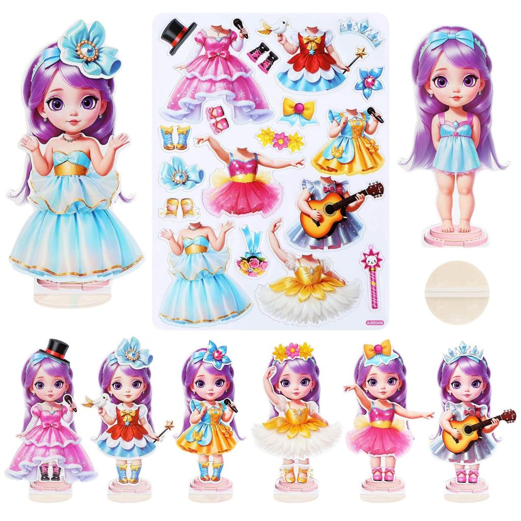 Магнитные куклы-наряды, бумажные куклы для девочек в возрасте от 4 до 10 лет, набор для ролевых игр «Принцесса с магнитным нарядом» на день рождения