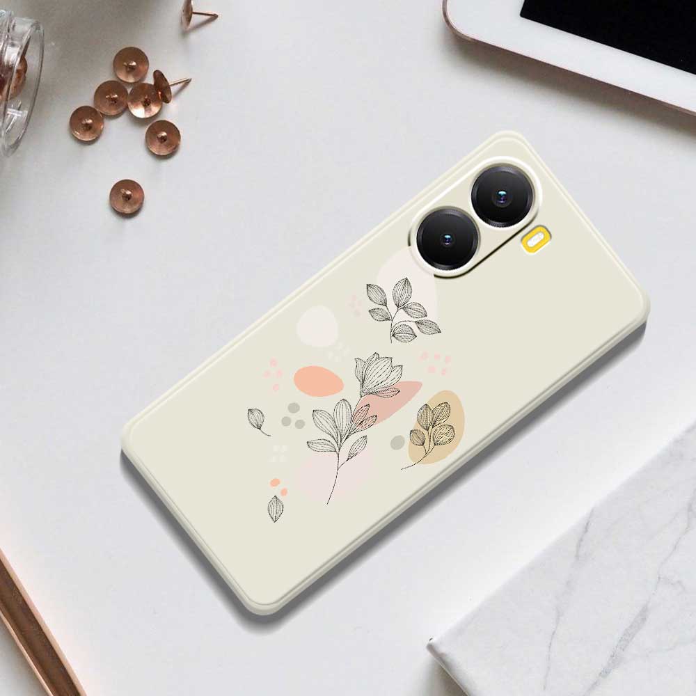 For Xiaomi Redmi Turbo 4 5G/Poco X7 Pro 5G Case Sketch Leaves Pattern Printing Straight Edge TPU Phone Back Cover