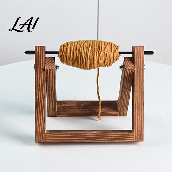Solid Wood Yarn Dispenser Wooden Crochet Holder Rotatable Portable Organizer Rack Stable Stand for Travel Mortise And Tenon Frame Home or