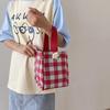 Мультяшная нишевая клетчатая водонепроницаемая вязаная маленькая сумка, сумка-переноска для хранения, подарочная сумка, переносная сумка