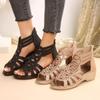 Fashion Soft Leather Roman Sandals Women 2024 Summer New Soft Sole Outwear Women's Wedge Shoes Fashion Casual Designer Shoe Ladies