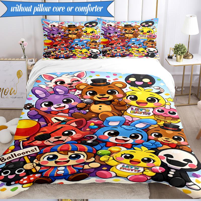 3PCS Five Nights Party Bedding Set,Including 1pc Duvet Cover And 2pcs Pillowcases Perfect for Bedroom, Dormitory, Fan Christmas gift