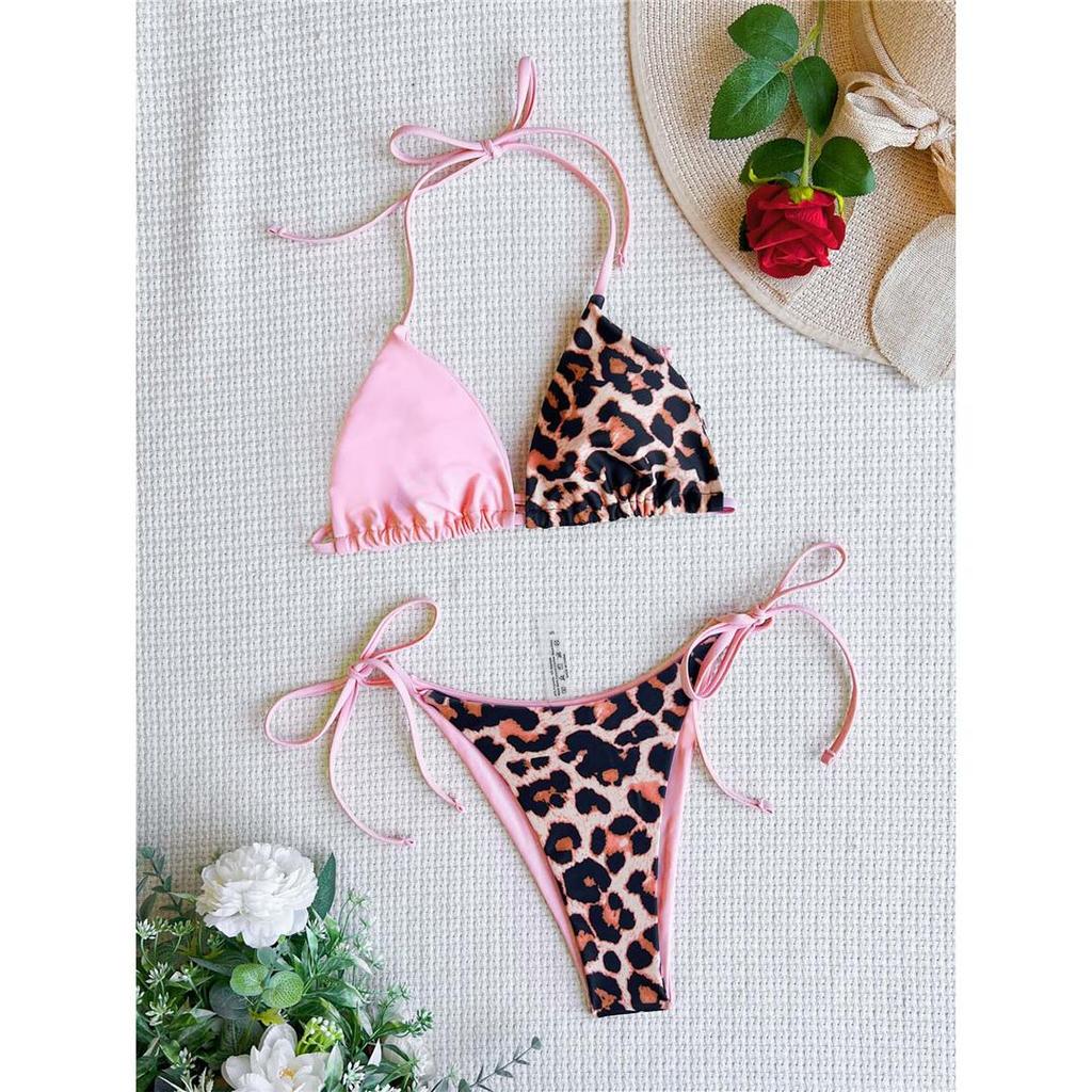 10 цветов сращивание Холтер леопардовый бикини женский купальник женский купальник из двух частей комплект бикини купальный костюм купальный костюм леди