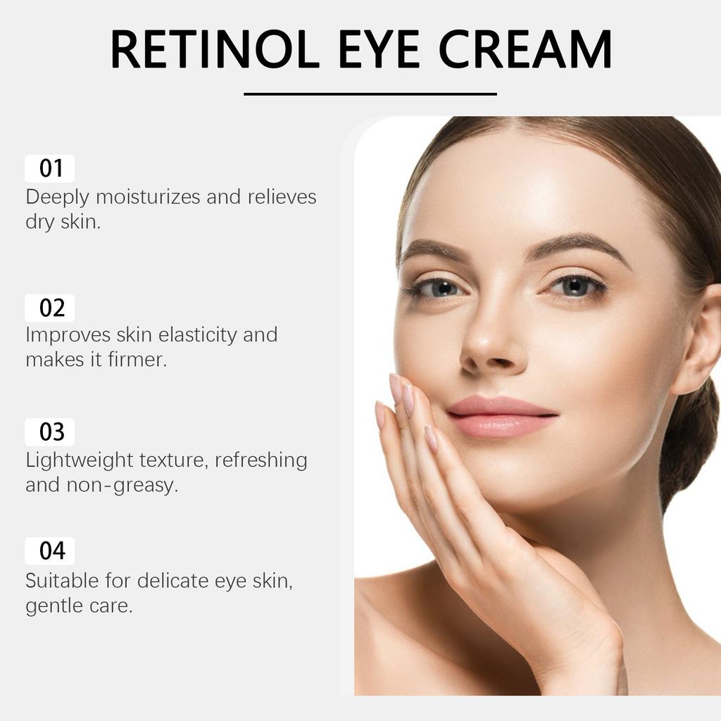 Retinol Eye Cream Anti-Aging Moisturizing Dark Circles Wrinkles Fine Lines Treatment Vitamin A B C E Kojic Acid Firming Eye Skincare 50g