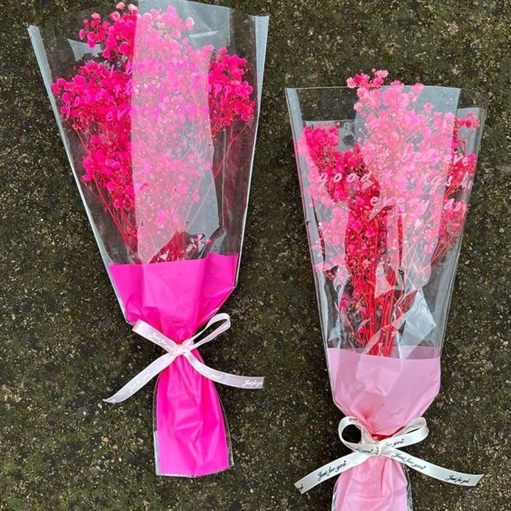 50PCS Set Transparent Gifts Packaging Semi Transparent Rose Bag Multi Stem Set Bag Fresh Flowers