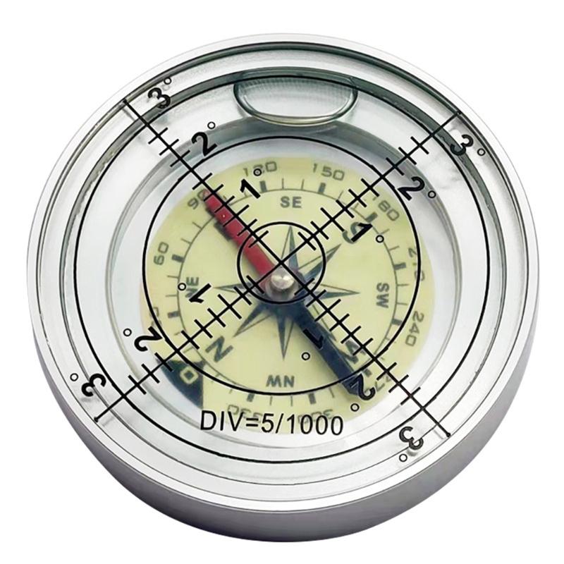 Круглый пузырьковый уровень из металлического сплава с компасом, высокоточный уровень, точность 2 мм, для геодезических приборов