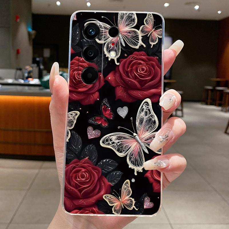 Чехол для телефона Tecno Camon 50 4G Прозрачный Роскошный Модный Бабочки Цветы Мягкий ТПУ Корпус Tecno Camon50 Pro 4G CN5 CN5c Задняя Крышка