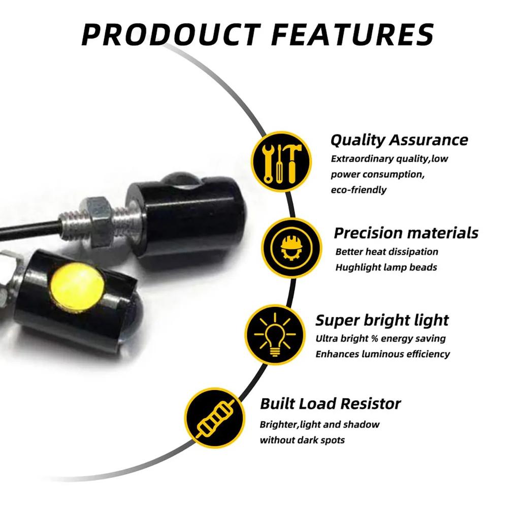 Universal Motorcycle LED Eagle Eye Shape Mini License Plate Light Turn Signal Turn Indicator Tail Rear Light Brake Fog Lamp Bulb