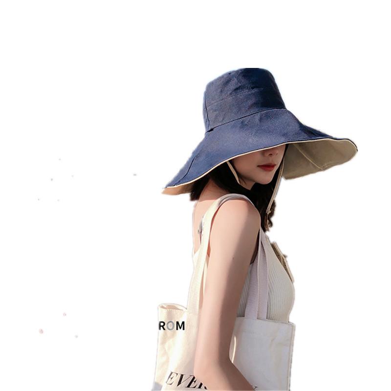 Summer Korean-style versatile travel sun hat, UV protection, wide-brimmed women's hat, Japanese-style double-sided fisherman hat for women