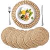 6 Pack, Round Woven Placemats, Natural Water Hyacinth Place Mats, Braided Straw Table Mats for Dining Table