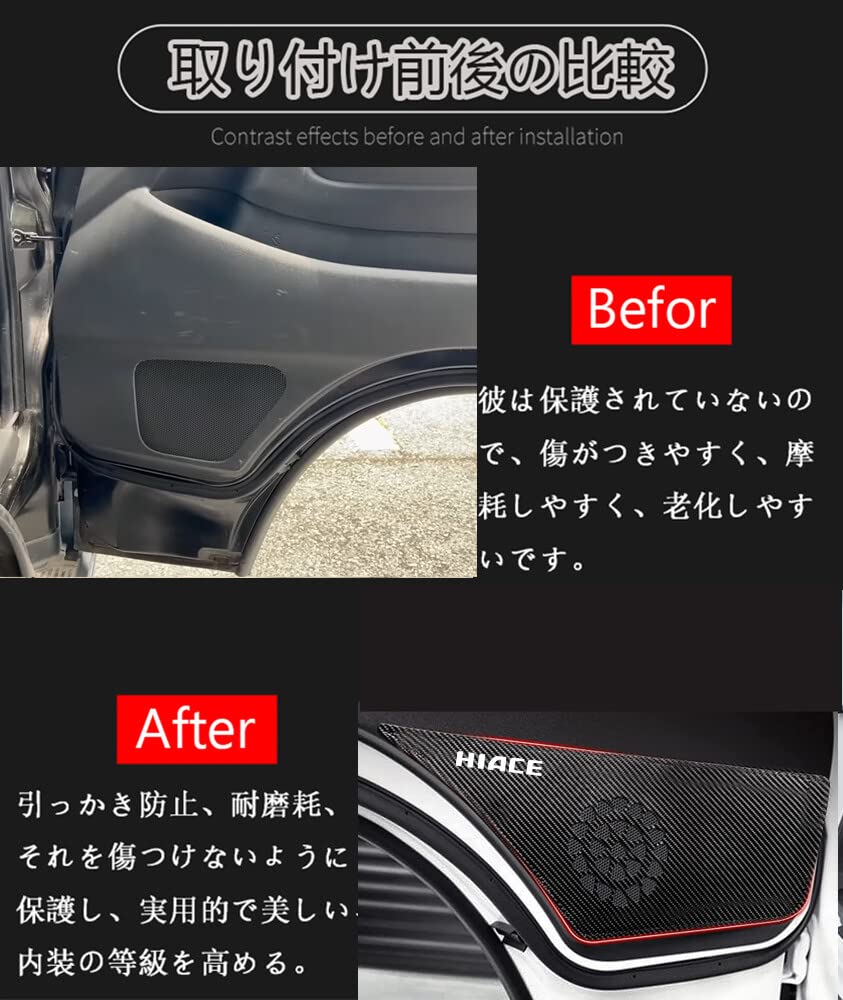 Hearsheng Toyota Hiace 200 Series 1/2/3/4/5 Эксклюзивная кожаная защита от ударов ногами по двери, Защита внутренней двери,